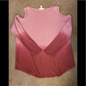 Style & Co Long Sleeve Cut Out Shoulder Knit Top